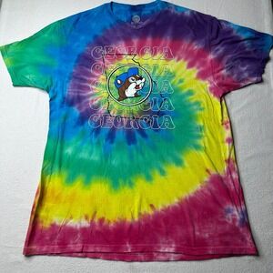 Buc-ees Tie Dye T Shirt‎ Georgia Beaver Graphic Tee Multicolored Size L